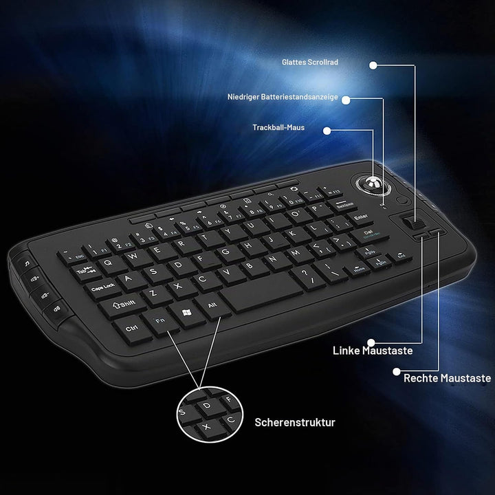 E30 2,4 GHz Kabellose Tastatur mit Trackball Maus Scrollrad Fernbedienung für Android TV Box Smart T