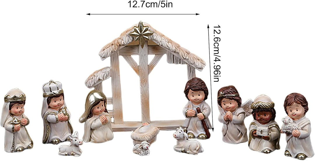 Kleine Krippenfiguren-Set, Weihnachtskrippen-Sets - Krippenfiguren-Set aus Kunstharz - 12X Jesus-Kri