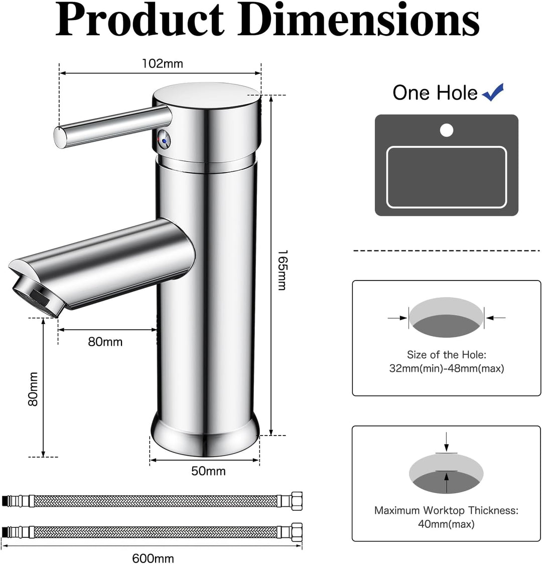 kisimixer Wasserhahn Bad Mischbatterie, Einhebelmischer Waschbecken Armaturen für Badezimmer, Modern
