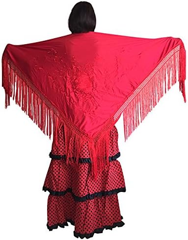 La Senorita Spanischer Manton Tuch Schal bestickt. Flamenco-Tücher für das Fair-, Sevillana- oder Fl