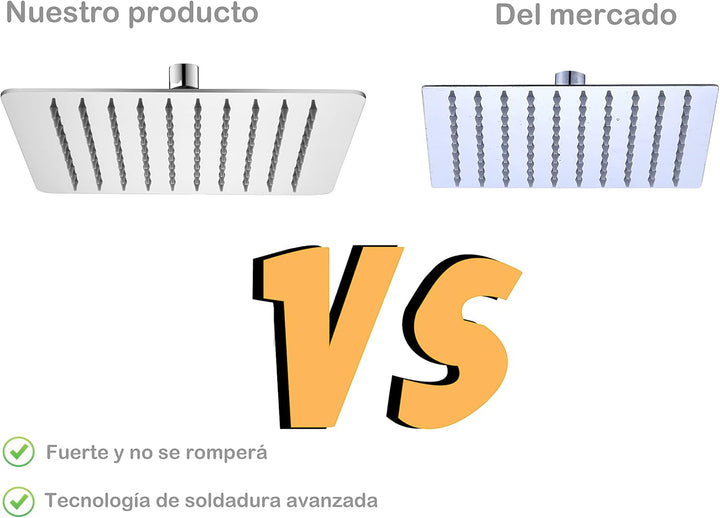 10 Zoll(25x25cm) Regendusche Duschkopf Edelstahl AISI304 Regenbrause Anti-Kalk-Düsen Duschkopf Regen