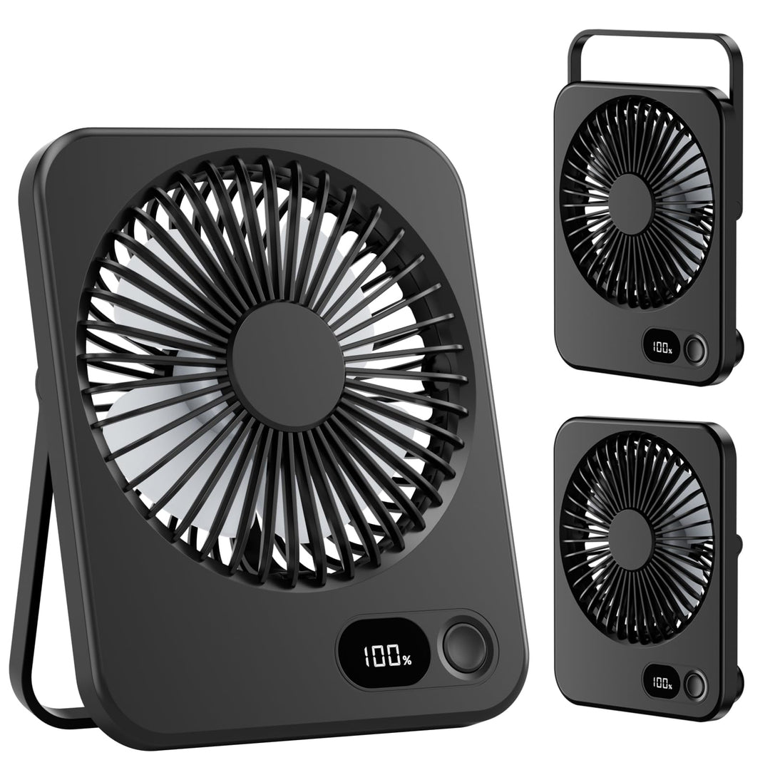Klein Tischventilator USB Leise Ventilator Akku 3600mAh 5 Geschwindigkeiten 180°Einstellbar Tragbare
