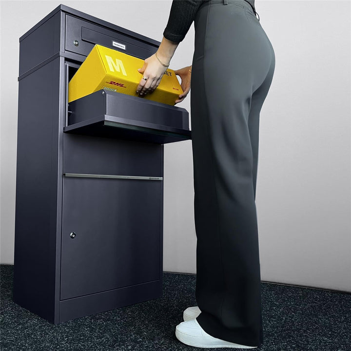Metzler Briefkasten und Paketbox rostfrei und massiv, paketbox draussen gross XXL, Standbriefkasten