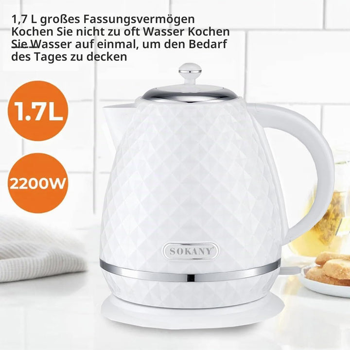 SOKANY SK-1032 2200W Wasserkocher, 1,7L Teekocher, herausnehmbarer Kalkfilter, Auto-Off, Wasserstand