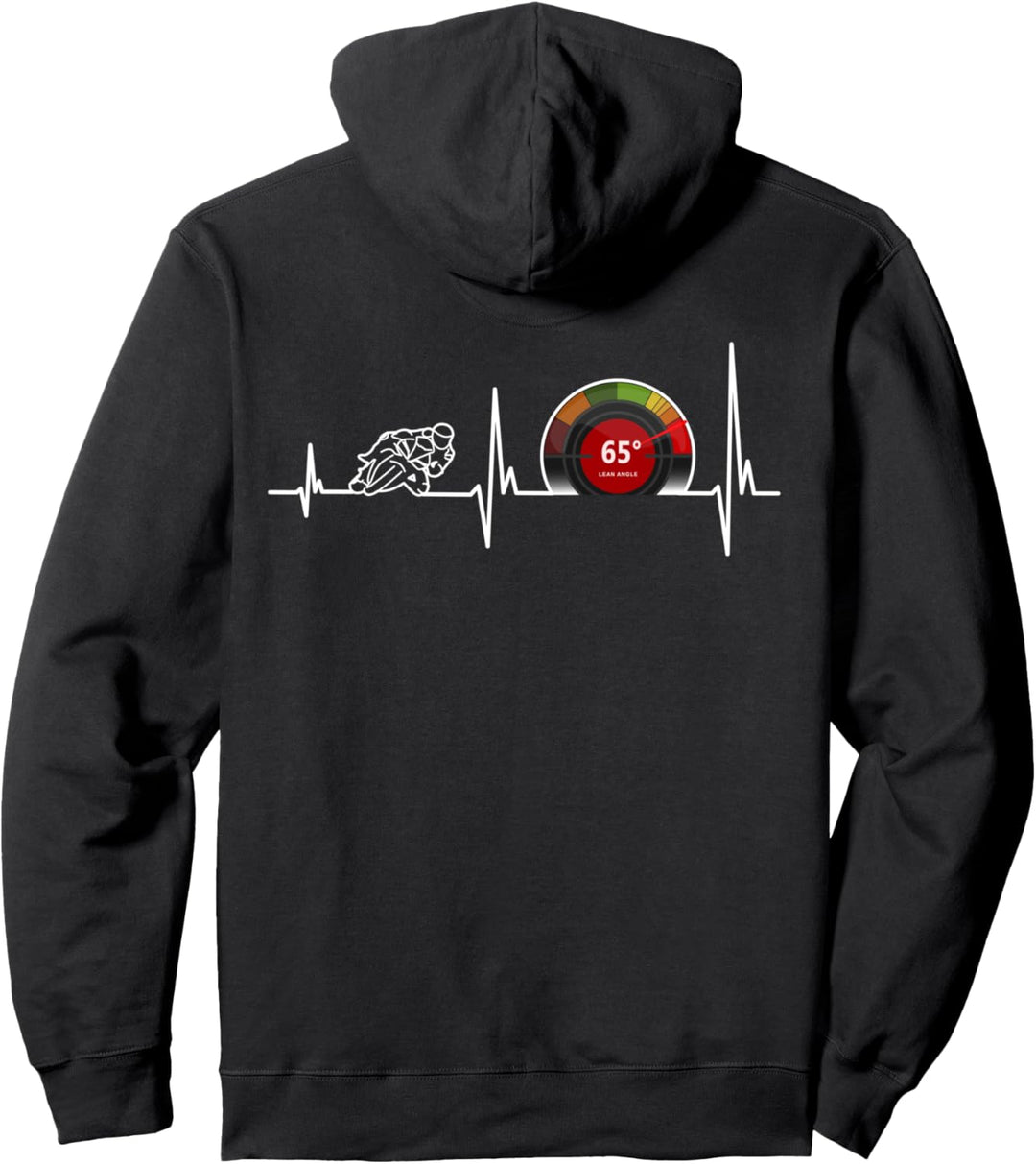 Herzschlag Motorrad | Schräglage 65° | Biker Motorrad Pullover Hoodie