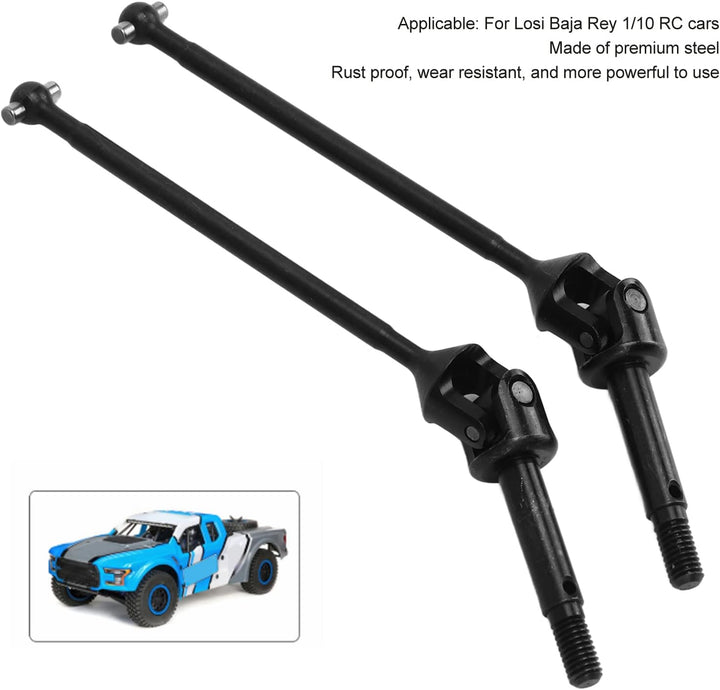 2PCS RC Vordere Antriebswelle Stahl RC Getriebewelle Ersatz Losi Baja Rey 1/10 RC Auto (Schwarz)