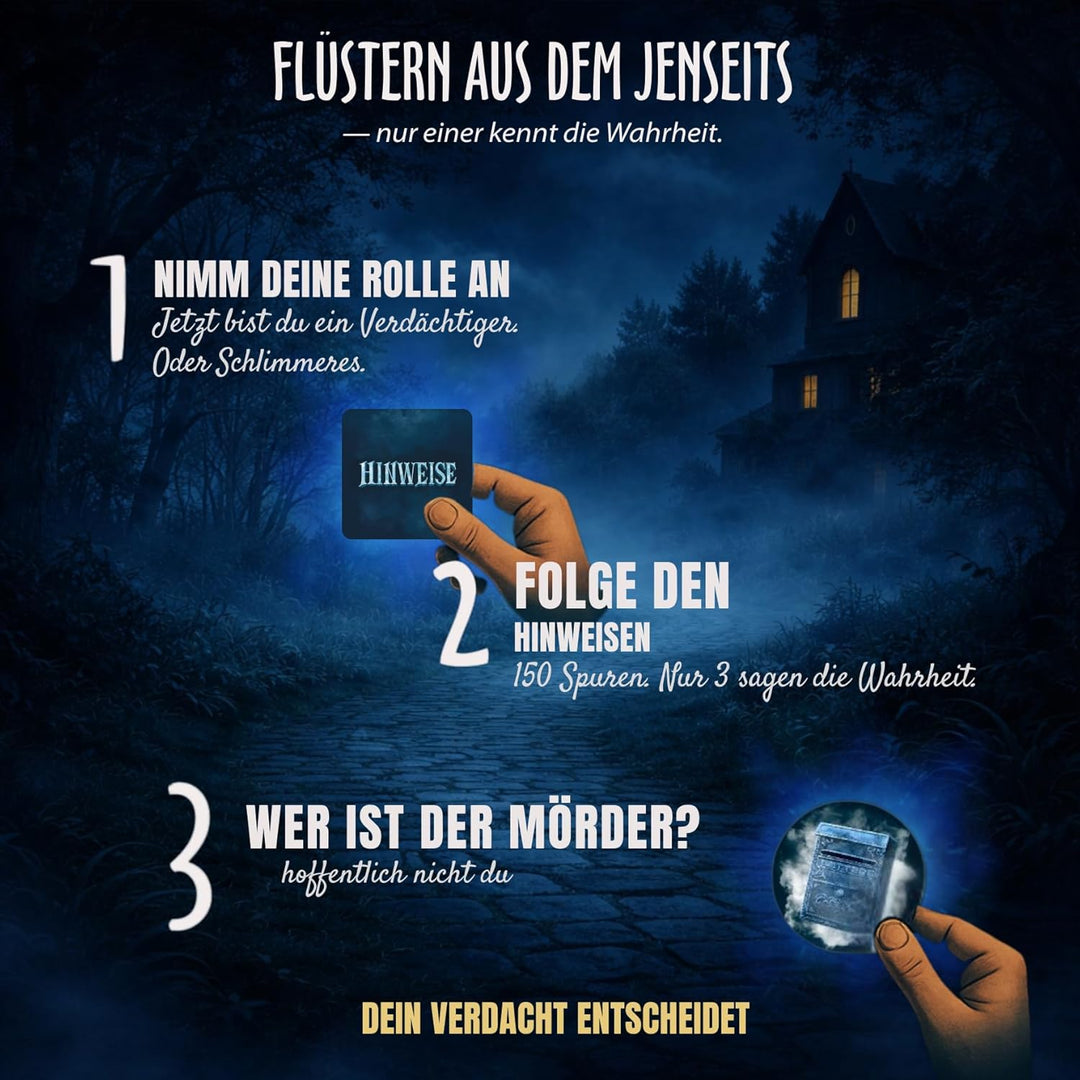 BORGOS Ghost Letters – Murder Mystery Detektivspiel mit geheimen Rollen | Gesellschaftsspiel | Krimi