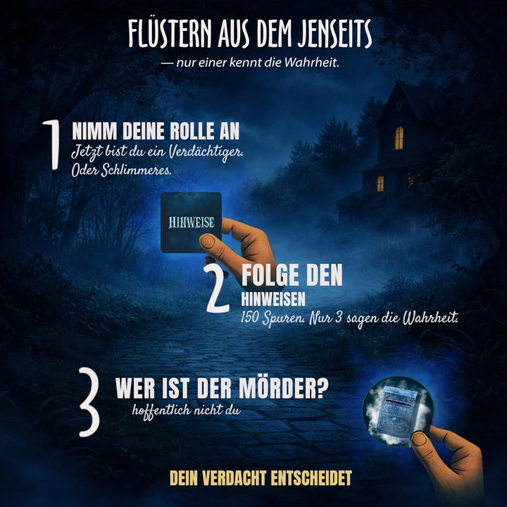 BORGOS Ghost Letters – Murder Mystery Detektivspiel mit geheimen Rollen | Gesellschaftsspiel | Krimi