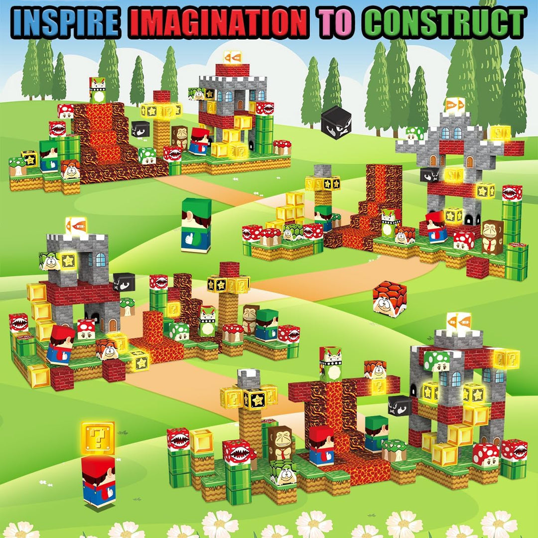 Magnetische Bausteine 200 Stück 2.5CM Baue Magnetische Blöcke Spiel Abenteuer Welt Magnetspielzeug M