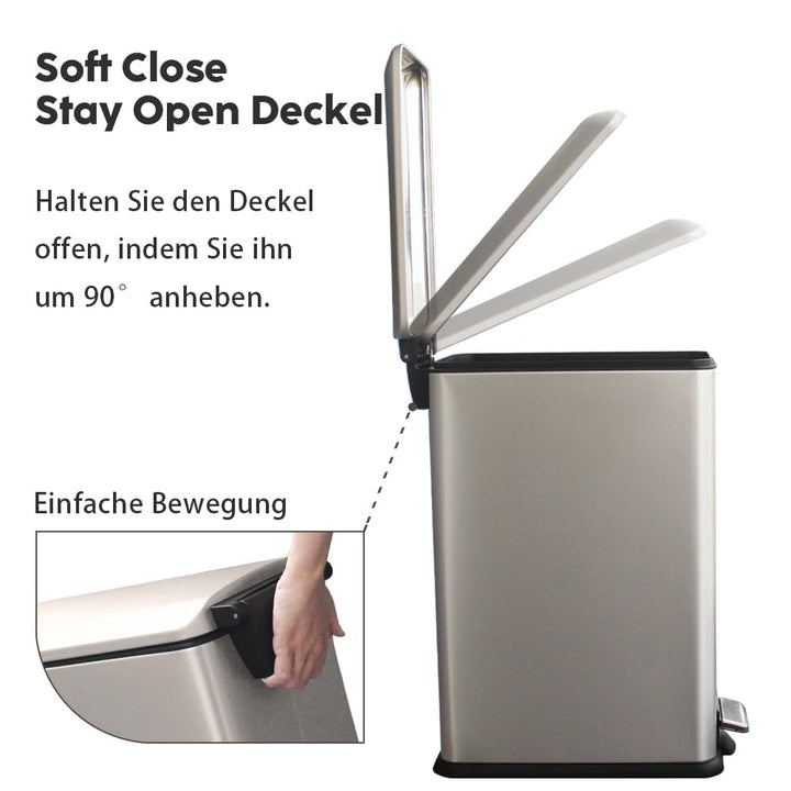 Mülleimer mit Deckel,10L Mülleimer Bad,Klein Abfalleimer Bad,10 Liter Tretmülleimer Edelstahl für Ba