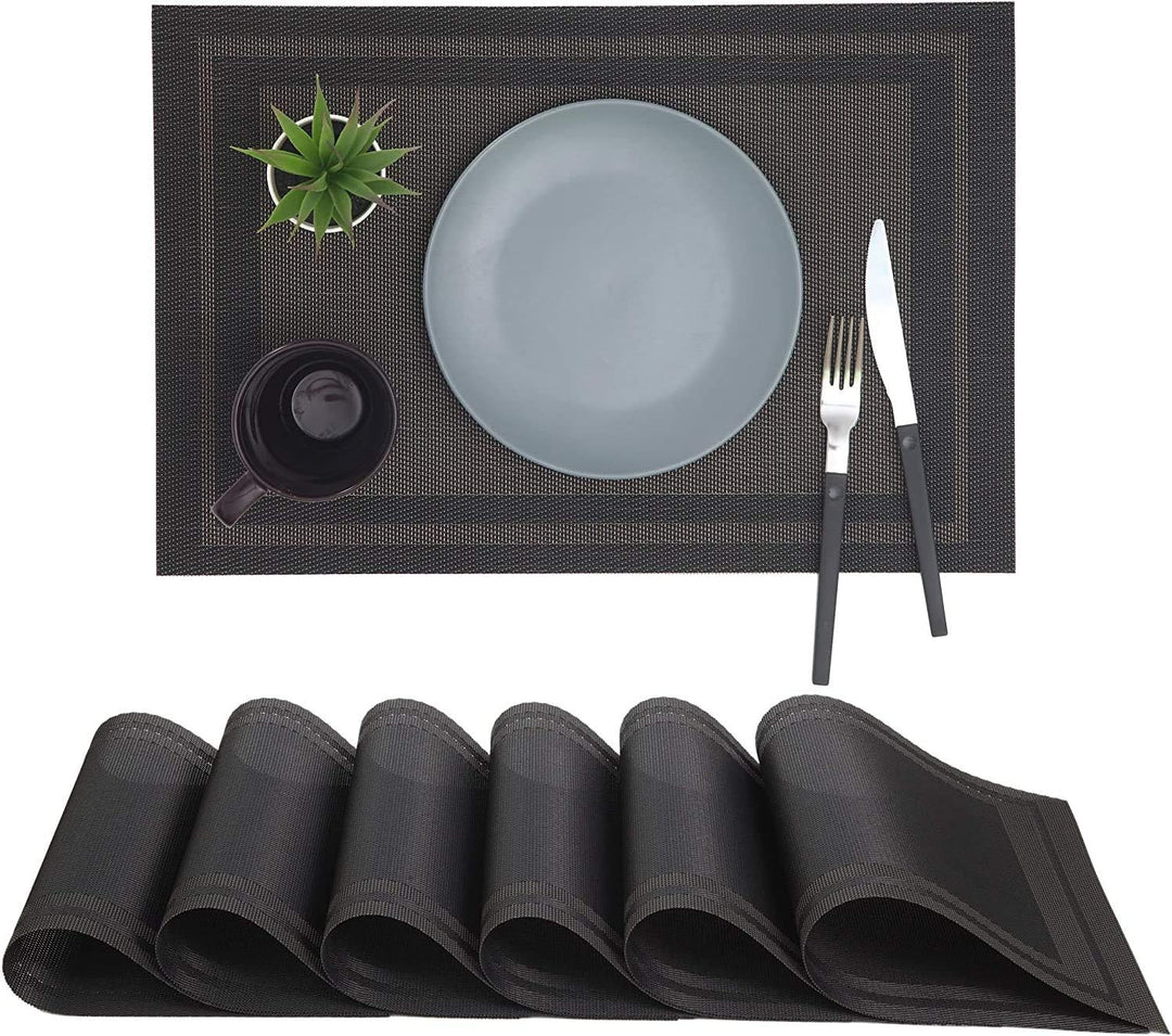 Eageroo PVC Platzsets(6er + Tischläufer),Platzdeckchen Tischsets Tischmatte Abwaschbar Abgrifffeste