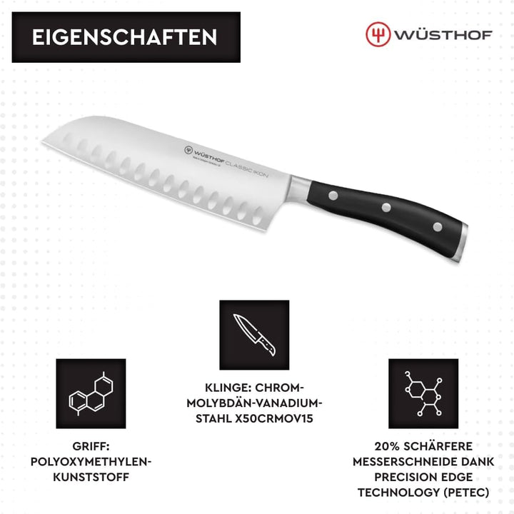 WÜSTHOF Classic Ikon Santoku 17 cm Schwarz 17 cm