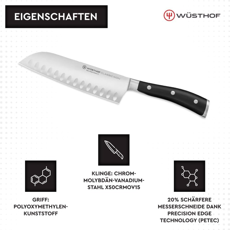 WÜSTHOF Classic Ikon Santoku 17 cm Schwarz 17 cm