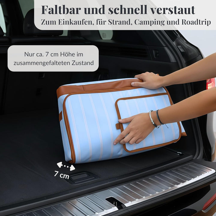 Kühltasche 45L Gross Faltbar XXL Wasserdicht Tragbar Mit Oberklappe Für Strand Camping Auto Picknick