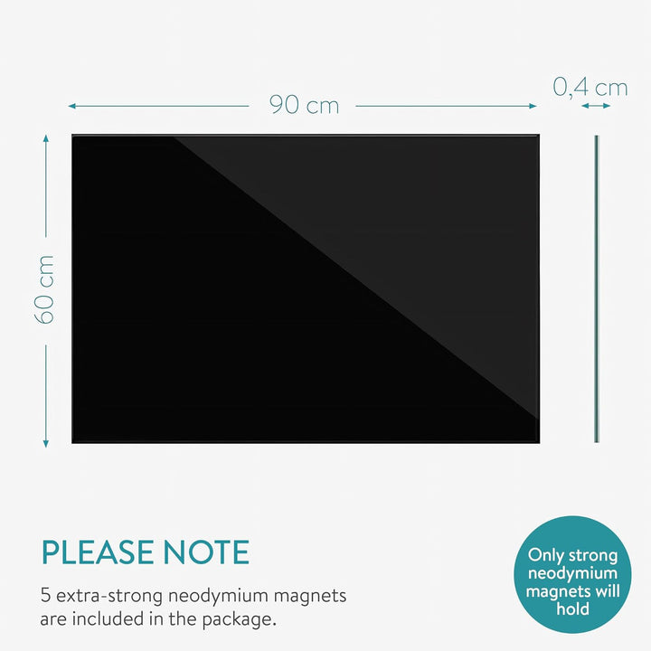 Navaris Magnettafel Magnetboard aus Glas - 90x60 cm Tafel magnetisch zum Beschriften - Magnetwand in