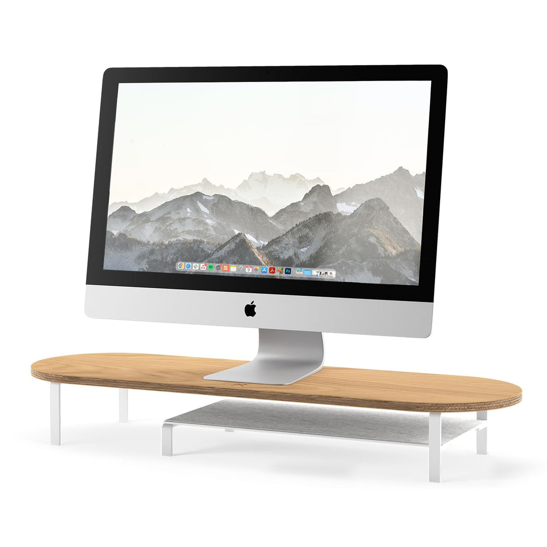 Woodcessories Monitorständer Holz Eiche - Ergonomisch Schreibtisch Monitorerhöhung / Bildschirmerhöh