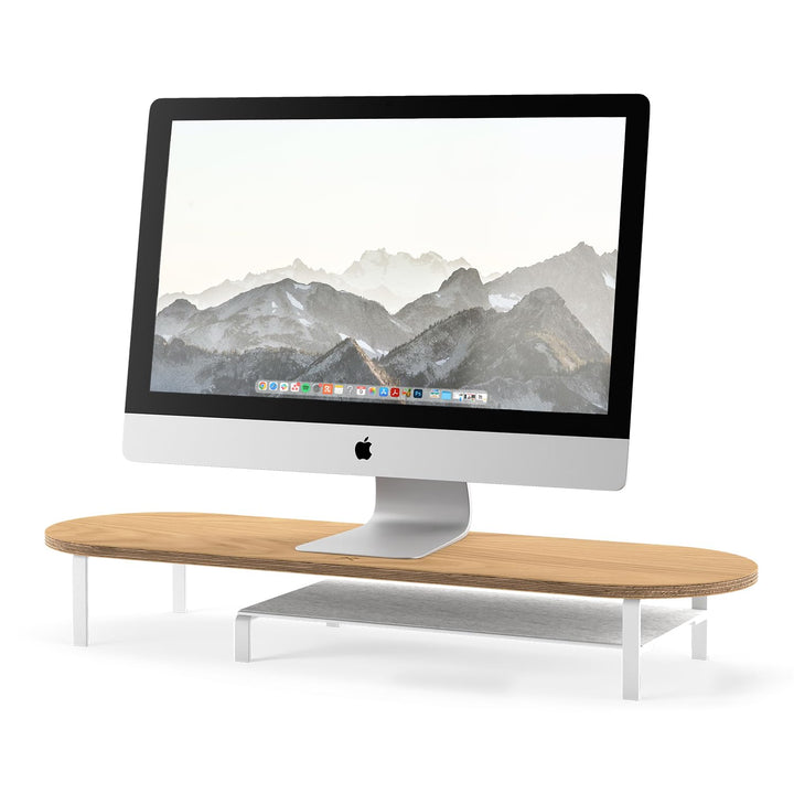 Woodcessories Monitorständer Holz Eiche - Ergonomisch Schreibtisch Monitorerhöhung / Bildschirmerhöh