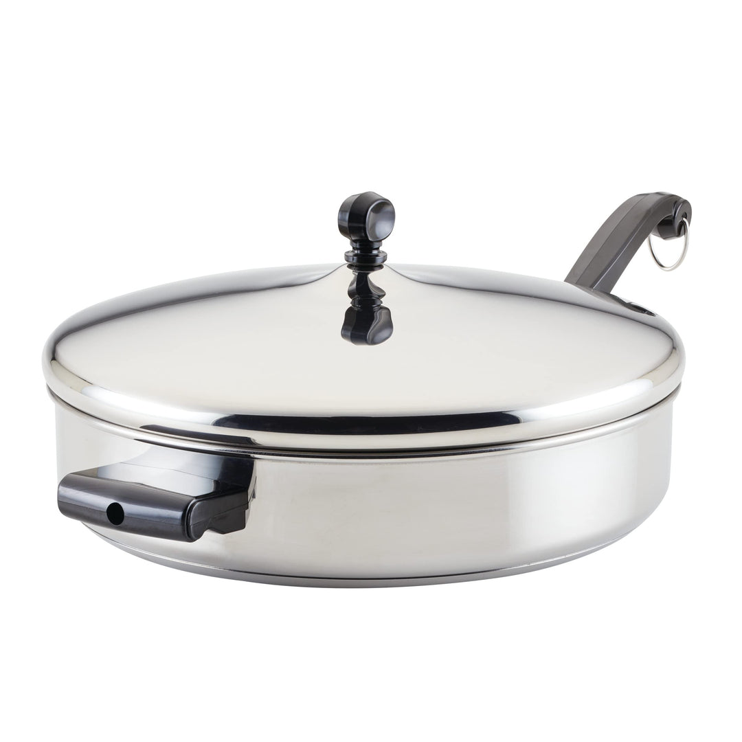 Farberware Klassische Sautepfanne/Bratpfanne/Bratpfanne mit Deckel und Helfergriff, 4,5 Quart, Silbe