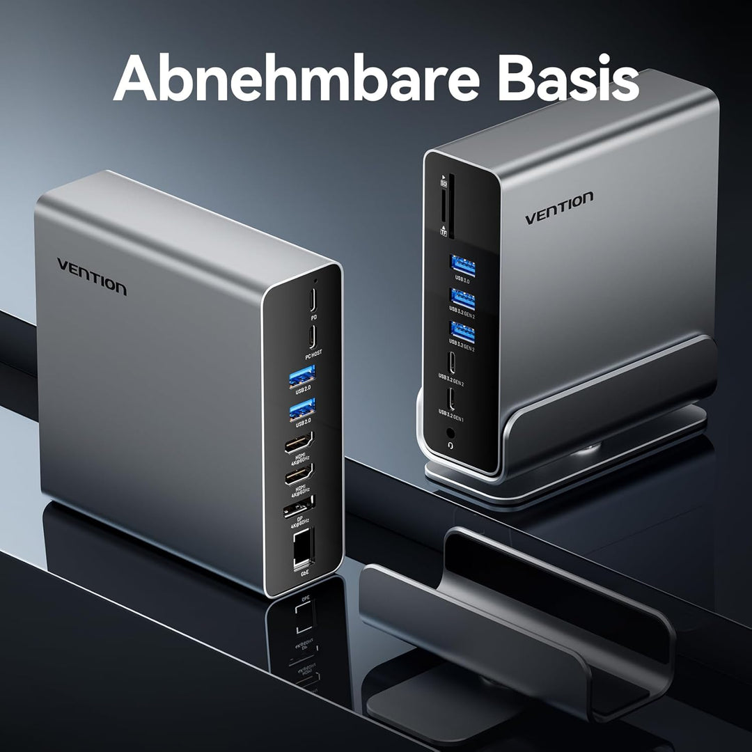 VENTION USB C Docking Station, 15-IN-1 DockingStation Laptop 3 Monitore Unterstützung 2*4K HDMI + DP