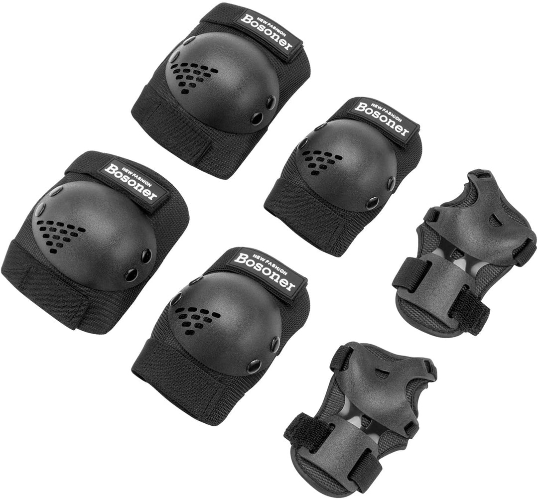 BOSONER Knieschoner Kinder Schoner Inliner Protektoren 6er Set Schützer Inliner Inline Skates Knie U