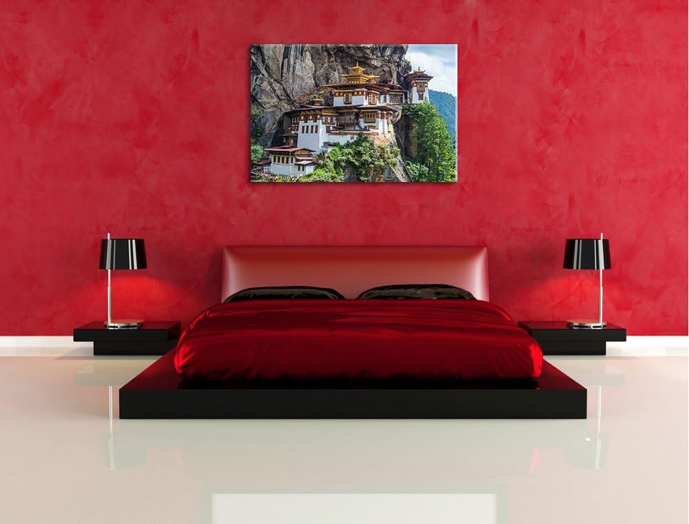 Chinesische Festung im Berg Format: 100x70 auf Leinwand, XXL riesige Bilder fertig gerahmt mit Keilr