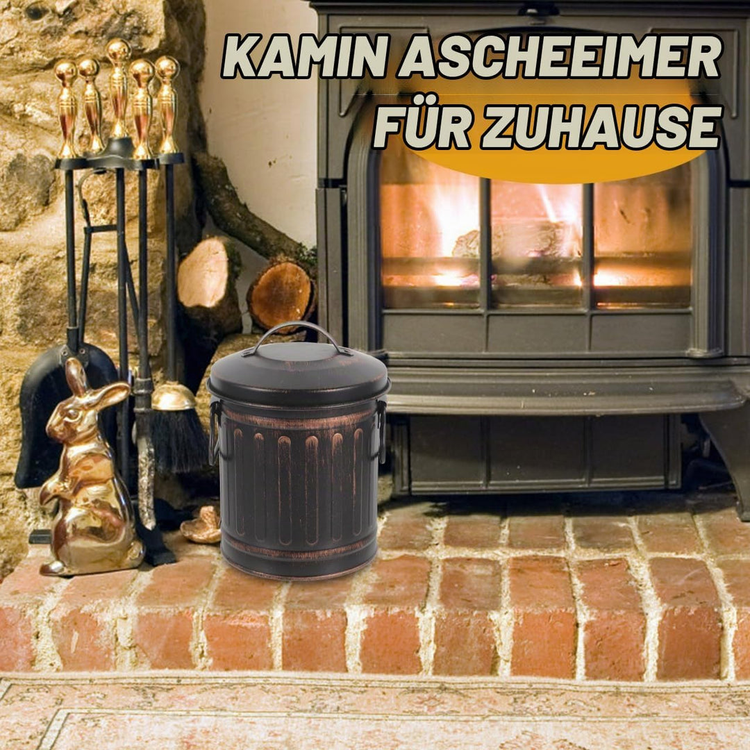 HOMSFOU Kamin Ascheeimer Mit Deckel Metall Kohleeimer Für Kamin Ofen Und Grill Kompakter Feuerfester