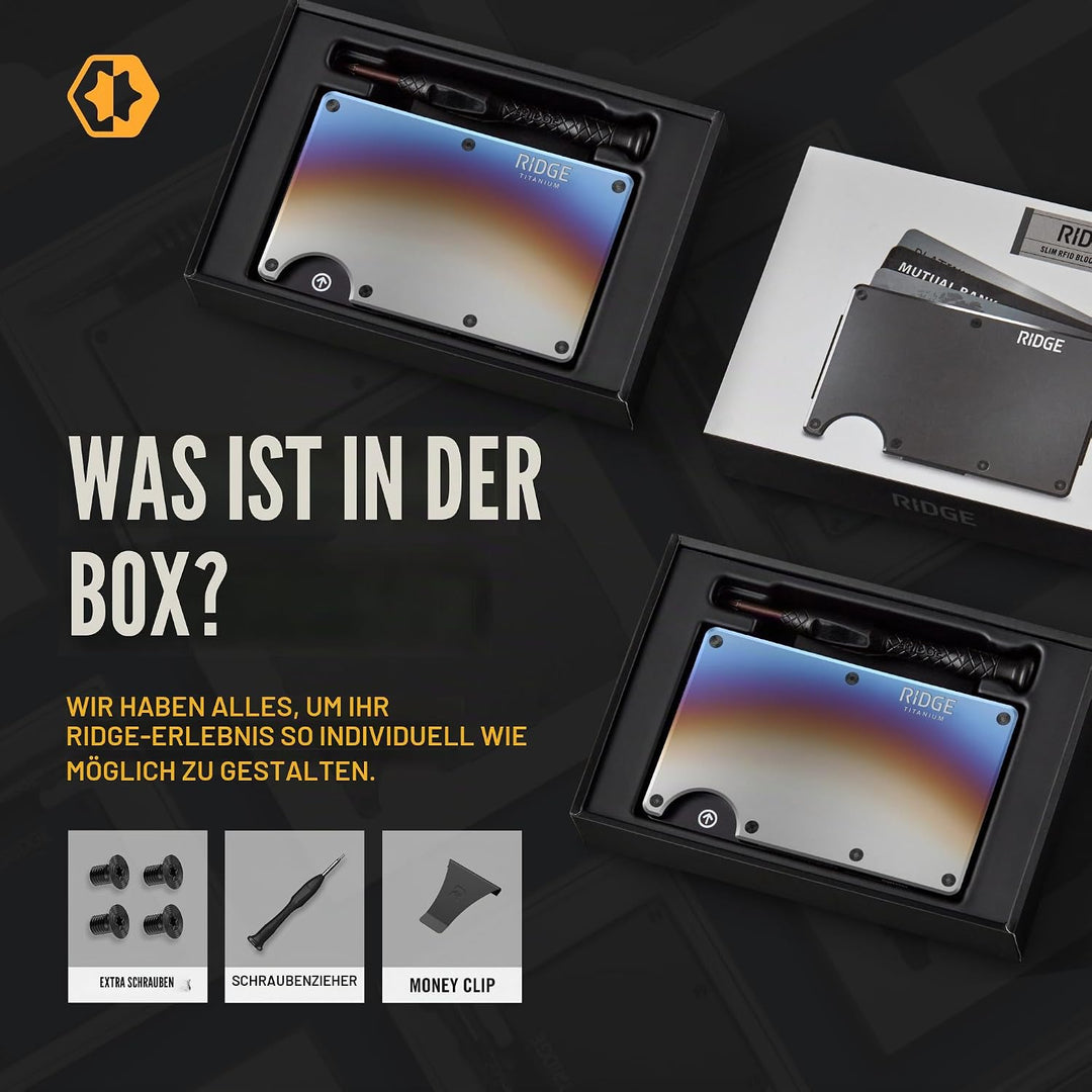 The Ridge Minimalist Slim Wallet for Men – Kreditkartenetui mit RFID-Blockierung auf der Vordertasch