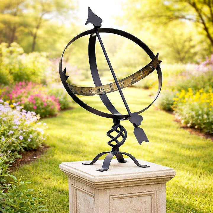 DanDiBo Sonnenuhr Schwarz aus Metall Schmiedeeisen Wetterfest 72 cm Gartenuhr Uhr Garten