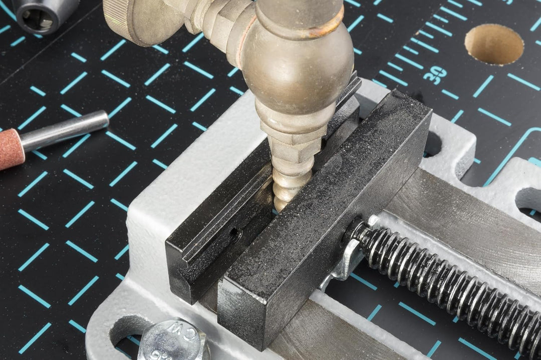 wolfcraft I 3423000 I Maschinenschraubstock I mit Schnellverstellung; Stahlbacke mit horizontalen V-