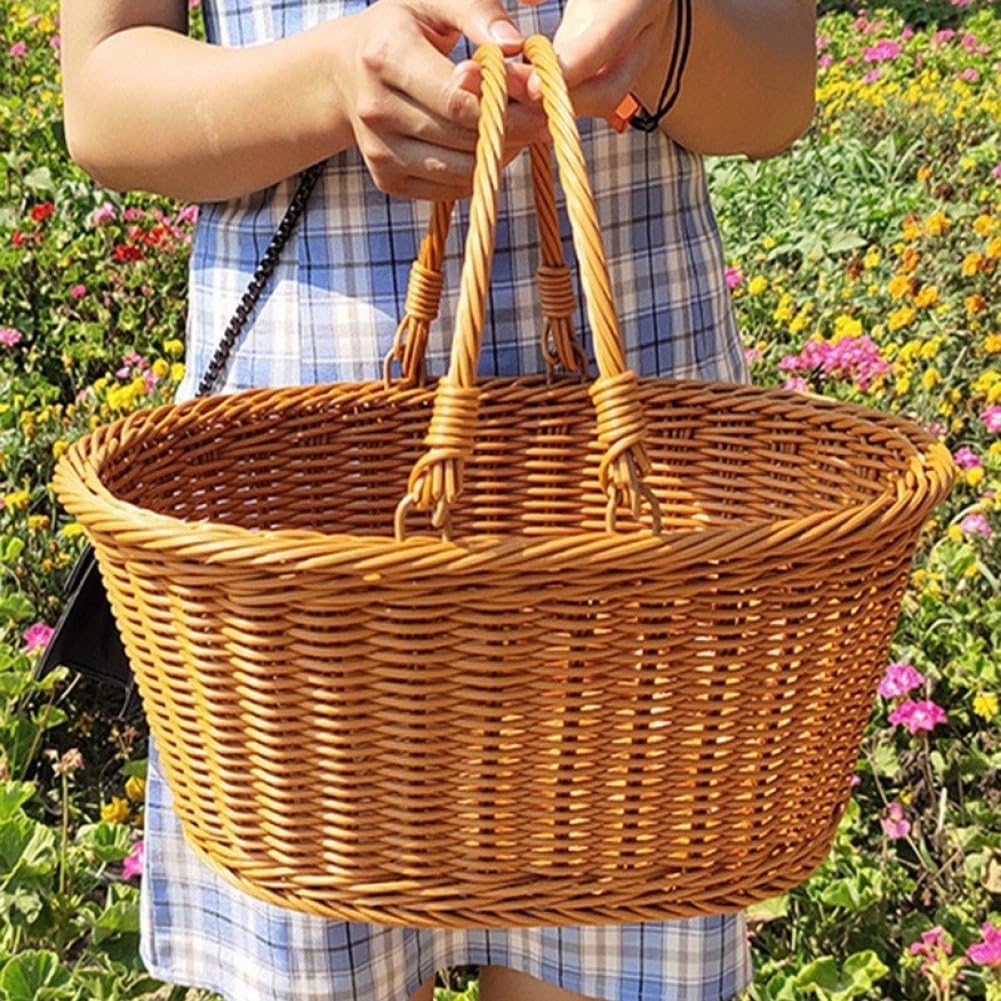 Picknickkorb Griff, Rattan-aufbewahrungskorb, Einkaufskorb, Gewebter Korb Für Brot, Obst, Snacks, Ge