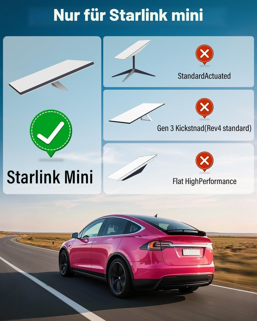 Starlink Mini Autohalterung - Starlink Halterung für Fenster und Schiebedächer, Saugnapfhalterung St