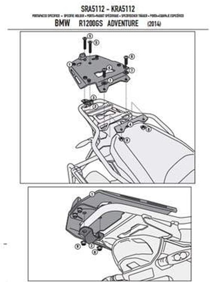 Topcase Träger Monokey Koffer mit Alu Platte oder Max. Zuladung 6 kg passend für BMW R 1200 GSLC Adv
