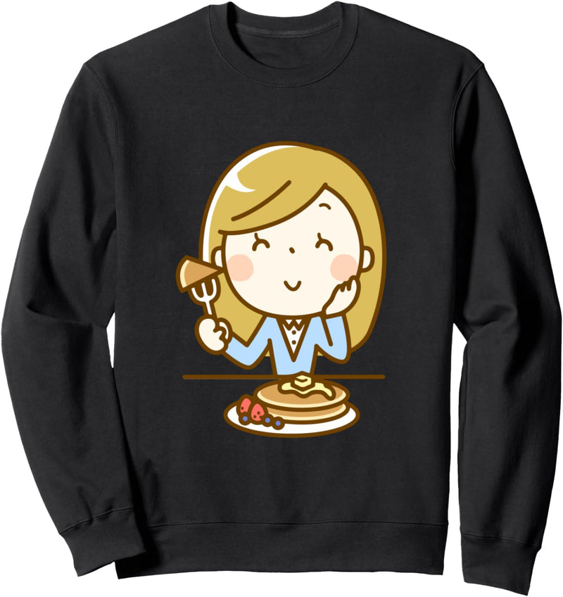 Frau geniesst Pfannkuchen Sweatshirt