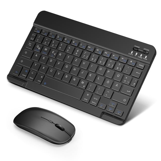 SOPPY Bluetooth Tastatur & Maus Tragbare Tastatur Maus wiederaufladbare Mini-Tastatur, kabellose Tas