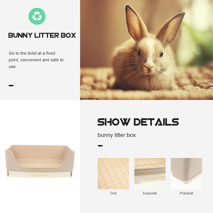 Cabilock Grosse Kaninchen Toilette mit Schublade, Kunststoff, Beige