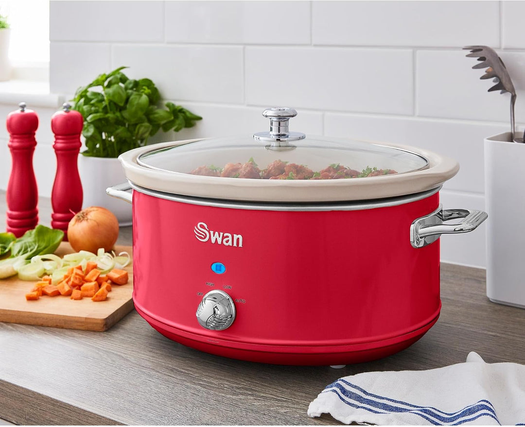 Swan Retro SF17031RNEU Schnellkochtopf, 6,5 l, abnehmbarer Behälter, antihaftbeschichtet, Keramik, f