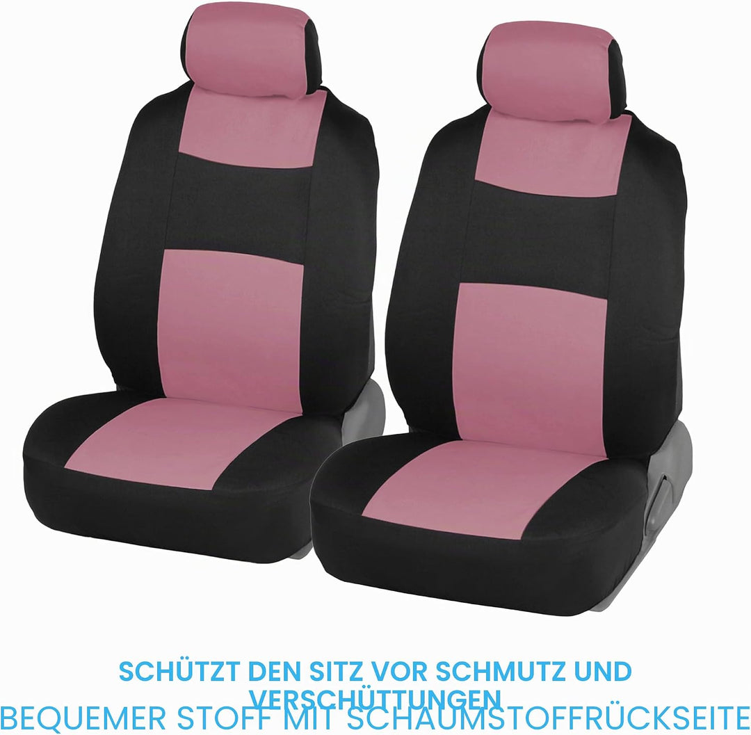 BDK PolyPro Autositzbezüge Komplettset in Rosa auf Schwarz - Vordere und hintere Geteilte Sitzbank f