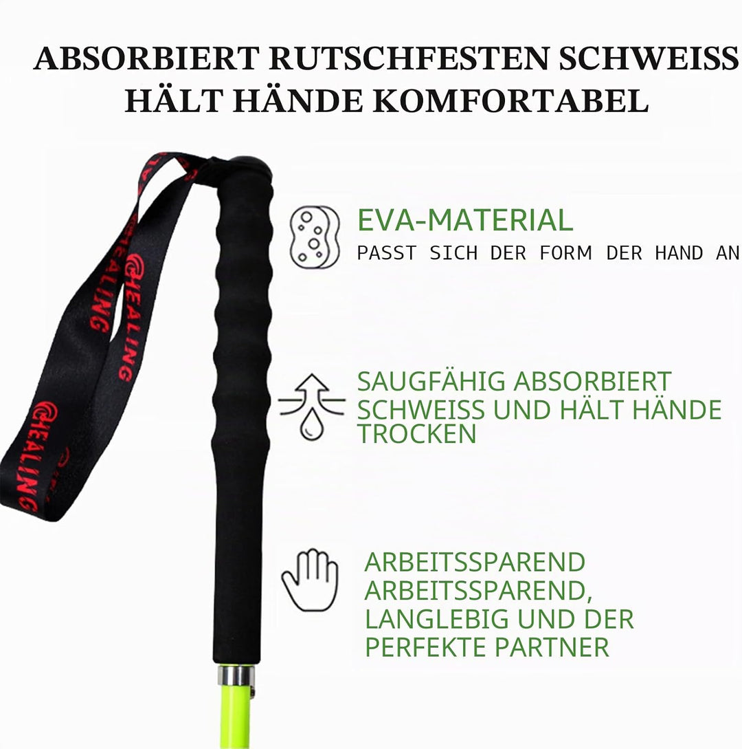 OKHEALING Hochfeste Kohlefaser-Trekkingstöcke 1 Paar, faltbar in 5 Teile, leicht und stark, Gelenksc