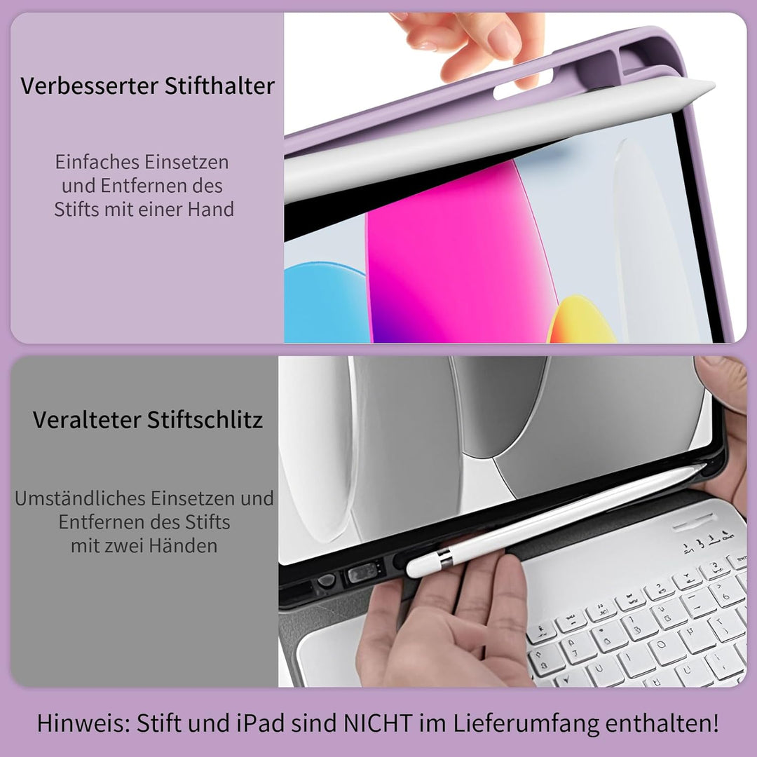 GKABXY Hülle mit Tastatur für iPad A16 11 Generation 2025/10 Generation 2022(11/10.9 Zoll), Soft TPU