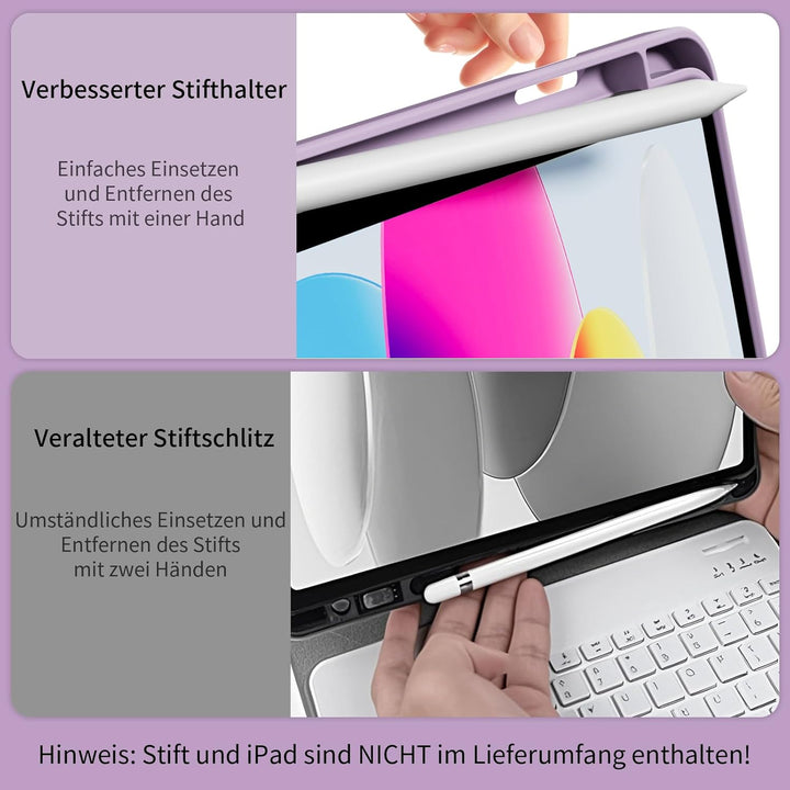 GKABXY Hülle mit Tastatur für iPad A16 11 Generation 2025/10 Generation 2022(11/10.9 Zoll), Soft TPU