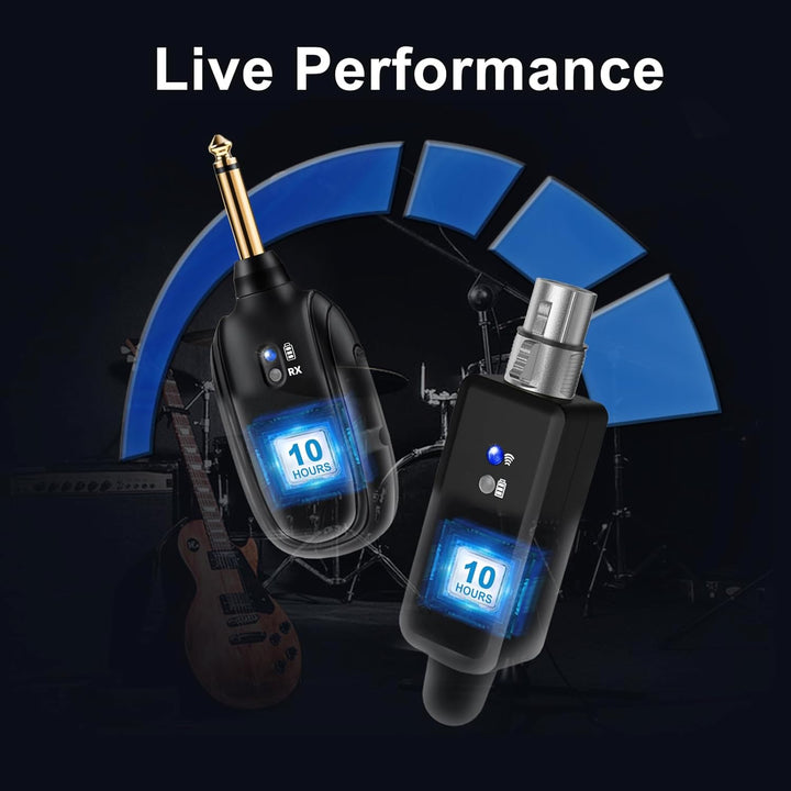 Wireless Microphone Transmitter Receiver 2.4GHz, XLR Microphone Wireless System, Rechargeable Wirele