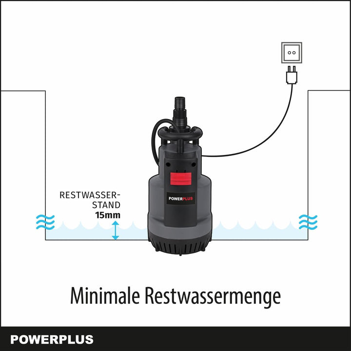 Powerplus Elektrische Wasserpumpe POWEW67920-750 W Tauchpumpe, Maximaltemperatur 35°C und Fördermeng