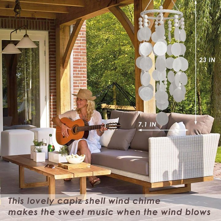 Remmdan Capiz Muschel Windspiele für draussen, einzigartige Muschel-Windspiele im Freien, Muschel-Wi