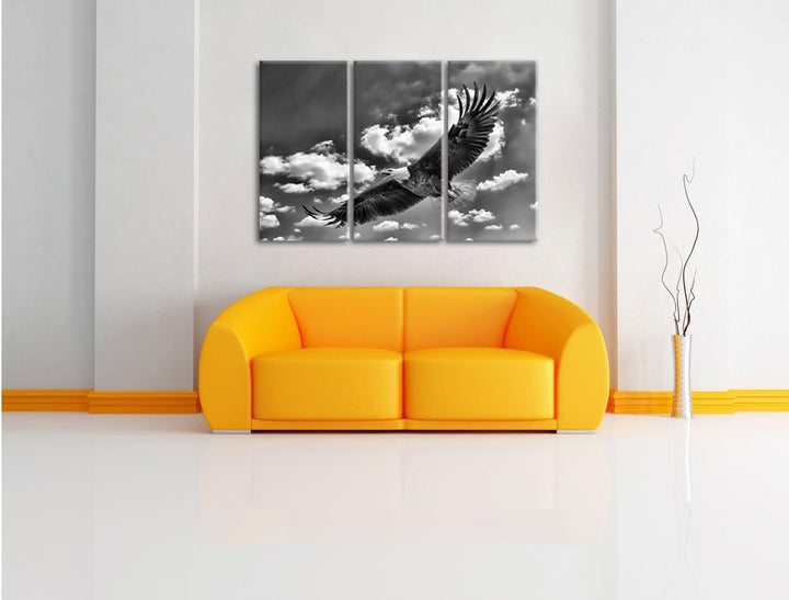 Pixxprint Adler fliegt über Berge als Leinwandbild/Grösse: 3 Teilig (120x80) cm/Wandbild/Kunstdruck/