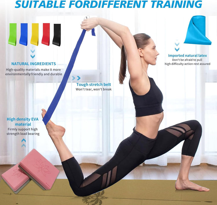 Yoga Matte Strater Set Blöcke Gürtel Springseil Widerstand Band Widerstand Schleife 7-in-1 Cork 4mm,
