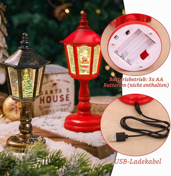 Weihnachtsdeko Laterne, Weihnachts Schneekugel Laterne mit Musik, Weihnachten Deko, Weihnachtslatern