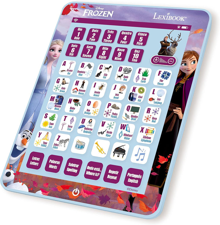 LEXIBOOK JCPAD002FZi4 Disney Frozen Lerntablett Zweisprachig Buchstaben Zahlen Wörter Rechtschreibun