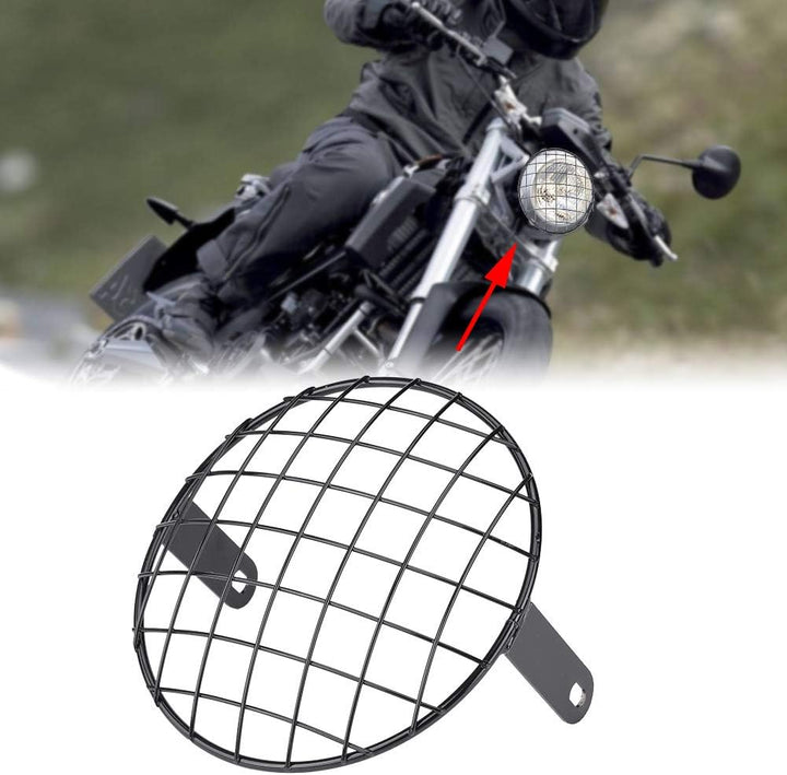 Headerbs Motorrad 8" Scheinwerfer Mesh Grill Side Mount Universal Abdeckmaske(Schwarz), Schwarz