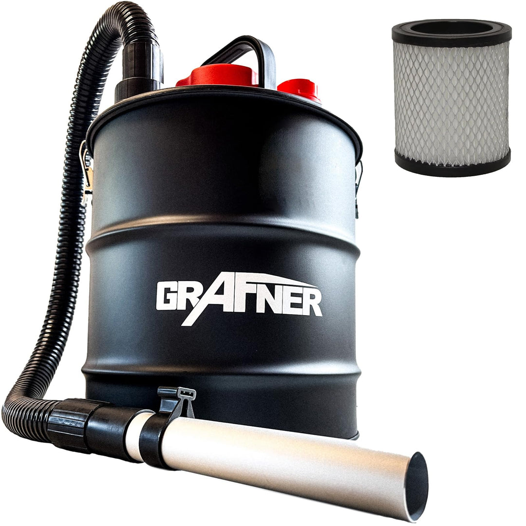 Grafner Aschesauger 20 Liter 1200 Watt mit HEPA-Filter und Saug- und Blasfunktion Kaminsauger Grills