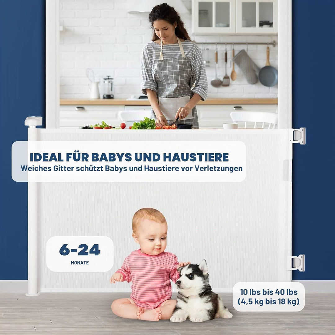 HollyHOME Treppenschutzgitter Ausziehbar 0-180cm, Extra Breit Babygitter, Einhandbedienung, Türschut